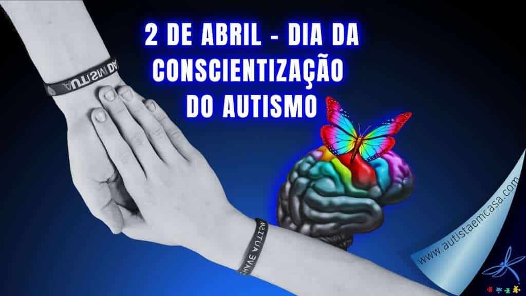 Desenho de um cerebro em preto e branco com uma borboleta colorida pousade na parte frontal e duas mãos em preto e branco se encontrando dia da conscientização do autismo 2 de Abril
